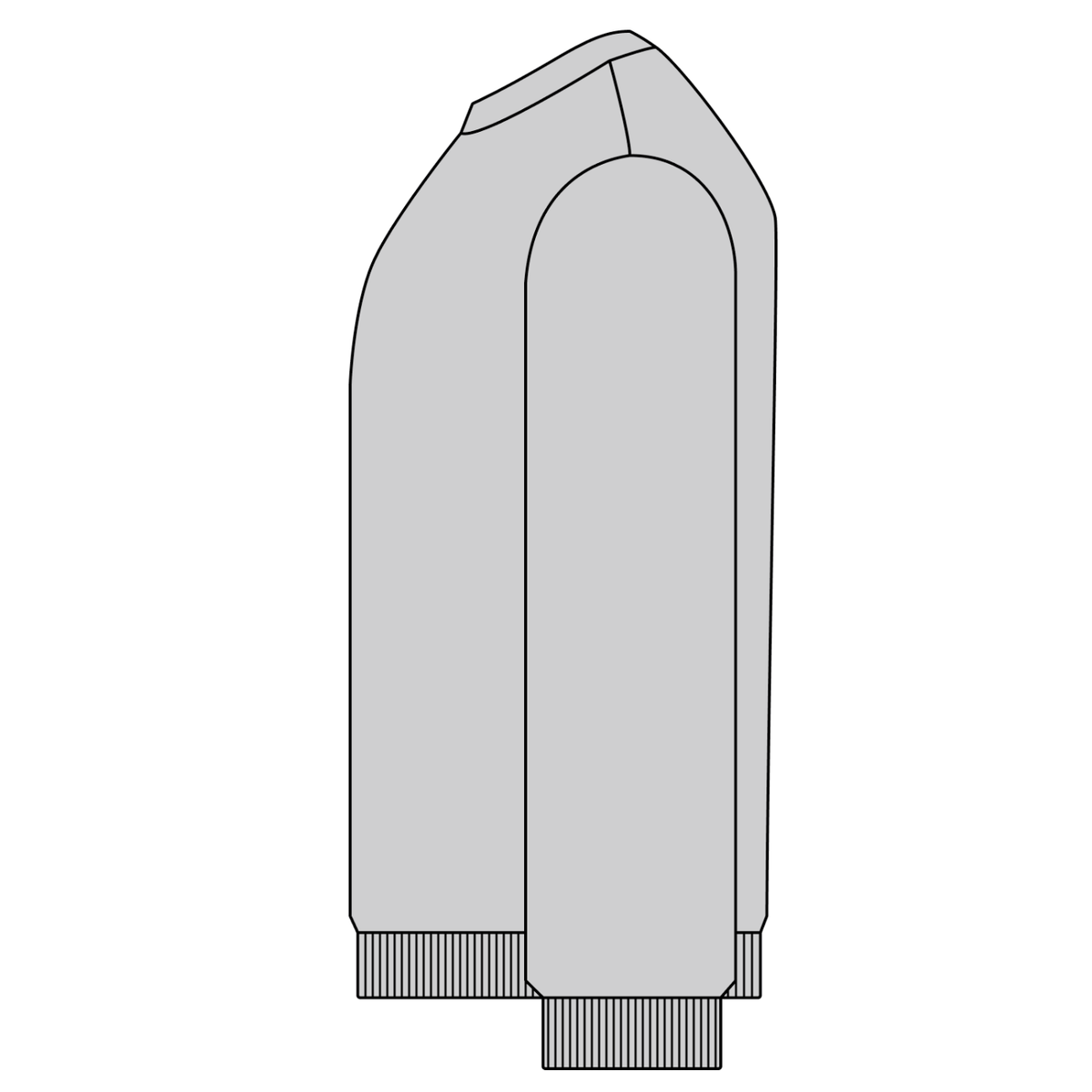 Praia do Norte crewneck placeholder line drawing, front view (no artwork shown)