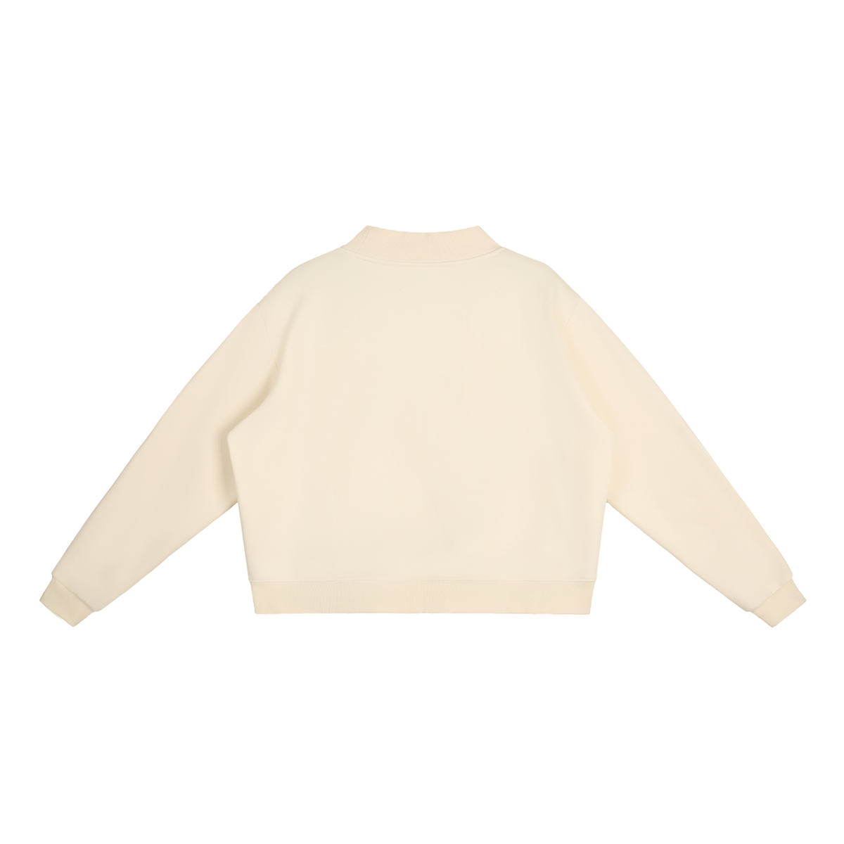 Brooklyn Mock-Neck Crew in Cream Apricot, back view (no print on the back)