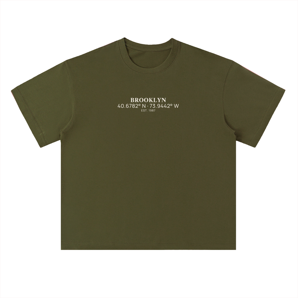 Heavyweight Coordinates tee in Jungle Green, front view showing the coordinates chest print