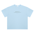 Heavyweight Coordinates tee in Light Blue, front view showing the Brooklyn coordinates chest print