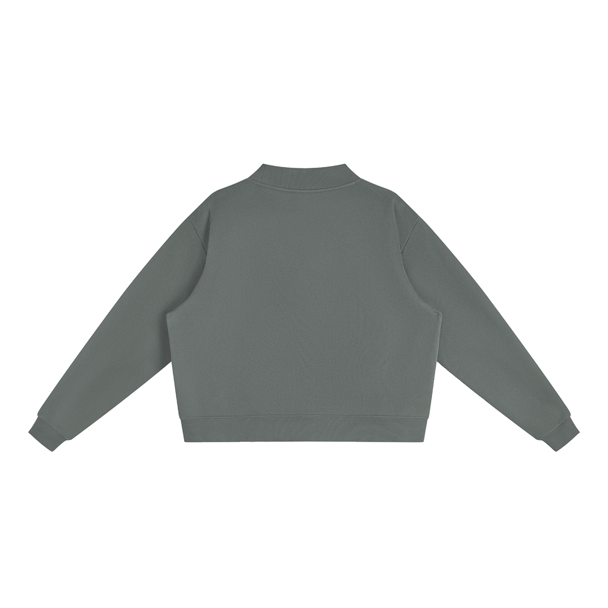 Brooklyn Mock-Neck Crew — Black Text II in Dark Gray, back view (no print on the back)