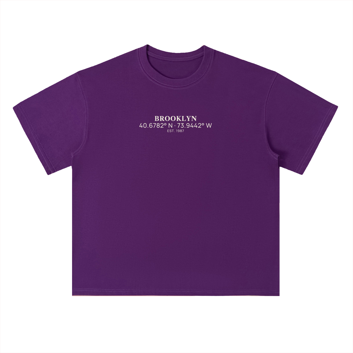Heavyweight Coordinates tee in Grape Purple, front view showing the coordinates chest print