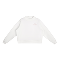 Brooklyn Mock-Neck Crew in White with the red BROOKLYN chest print, front view