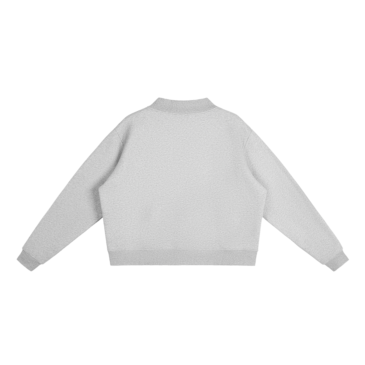 Brooklyn Mock-Neck Crew in Flower Gray, back view (no print on the back)