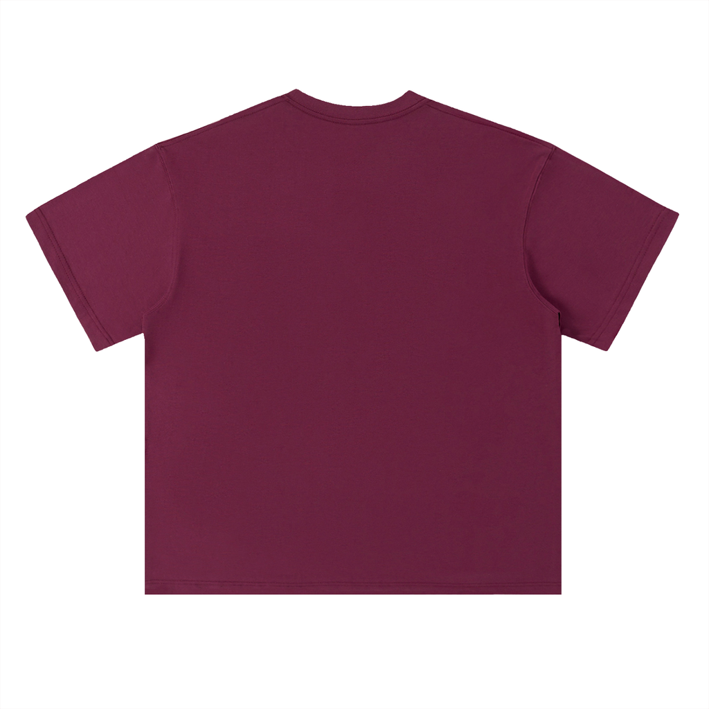 Heavyweight Coordinates tee in Wine Red, back view (no print on the back)