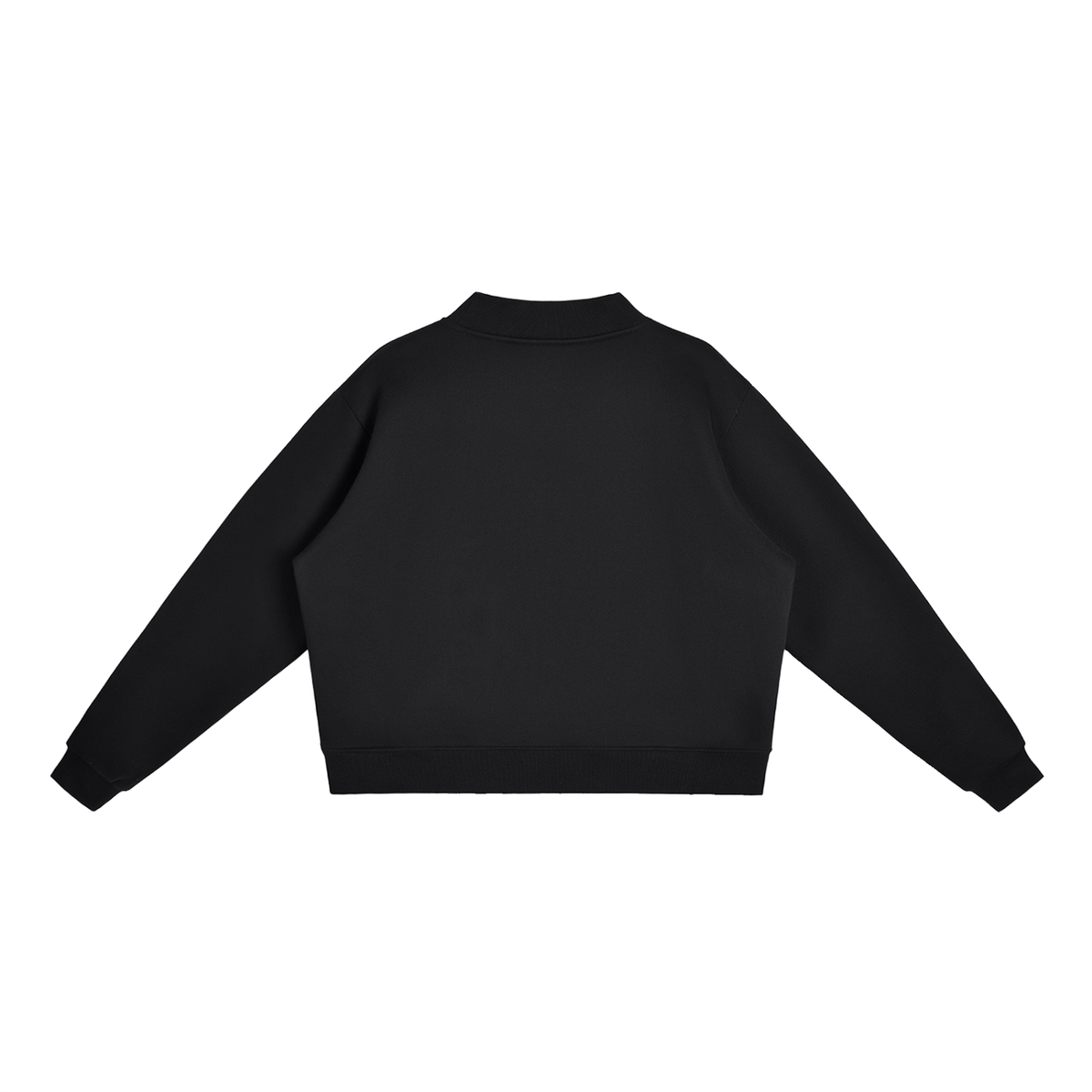 Ladies Brooklyn Mock-Neck Crew in Black, back view (no print on the back)