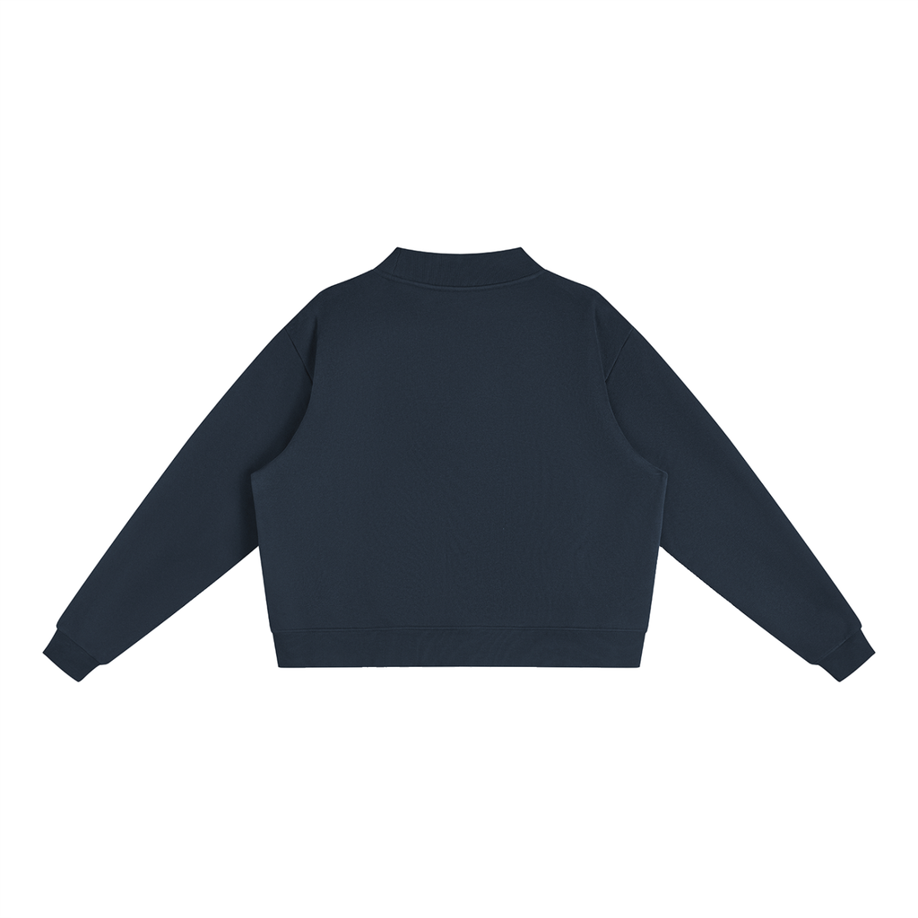 Ladies Brooklyn Mock-Neck Crew — Regular in Navy Blue, back view (no print on the back)