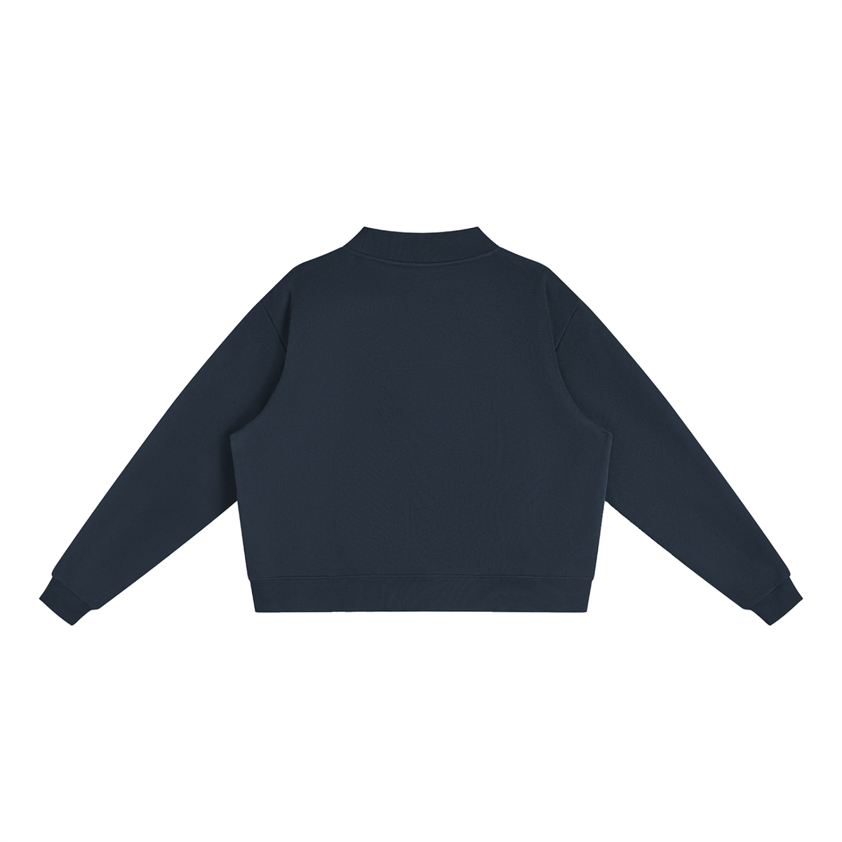 Ladies Brooklyn Mock-Neck Crew — Regular in Navy Blue, back view (no print on the back)