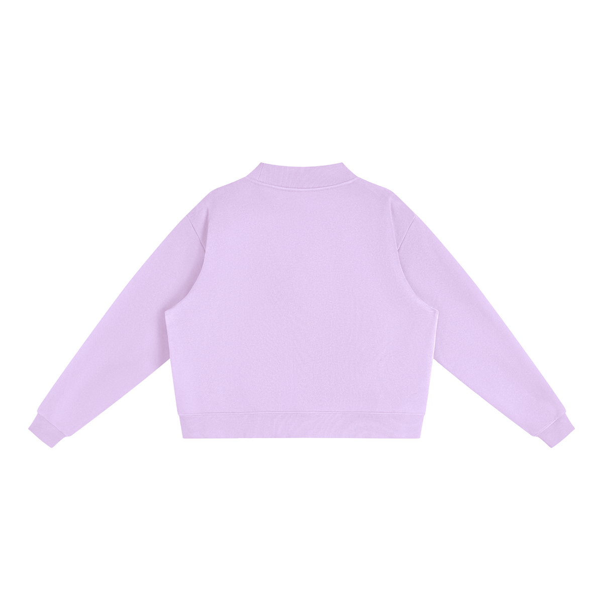 Brooklyn Mock-Neck Crew — Red Text in Light Purple, back view (no print on the back)