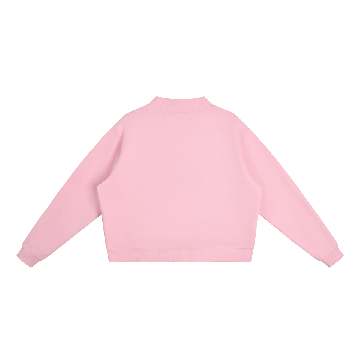 Brooklyn Mock-Neck Crew — Black Text II in Pink, back view (no print on the back)