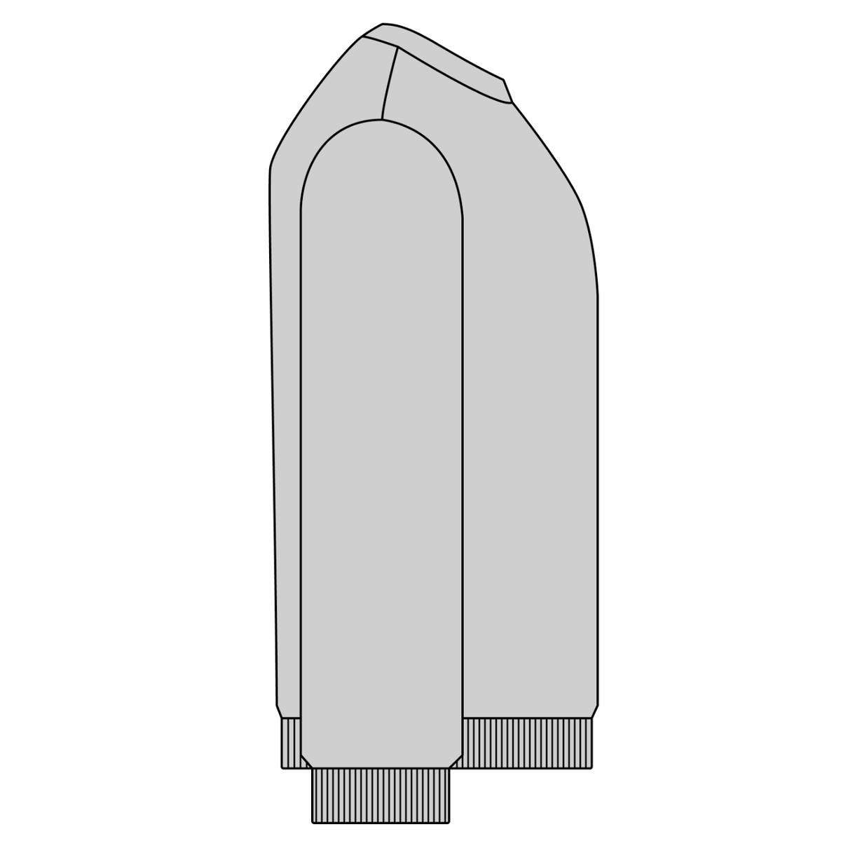 Praia do Norte crewneck placeholder line drawing, back view (no artwork shown)