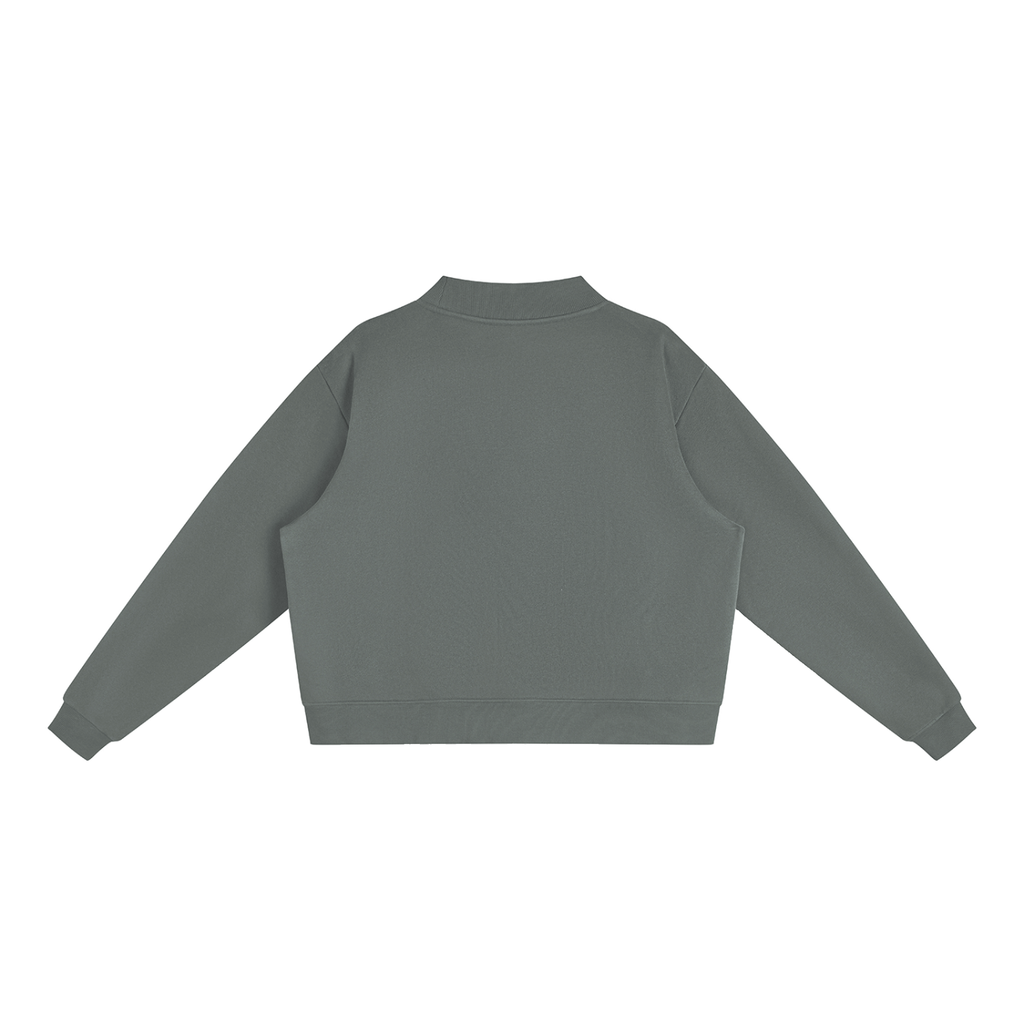 Brooklyn Mock-Neck Crew — Black Text in Dark Gray, back view (no print on the back)