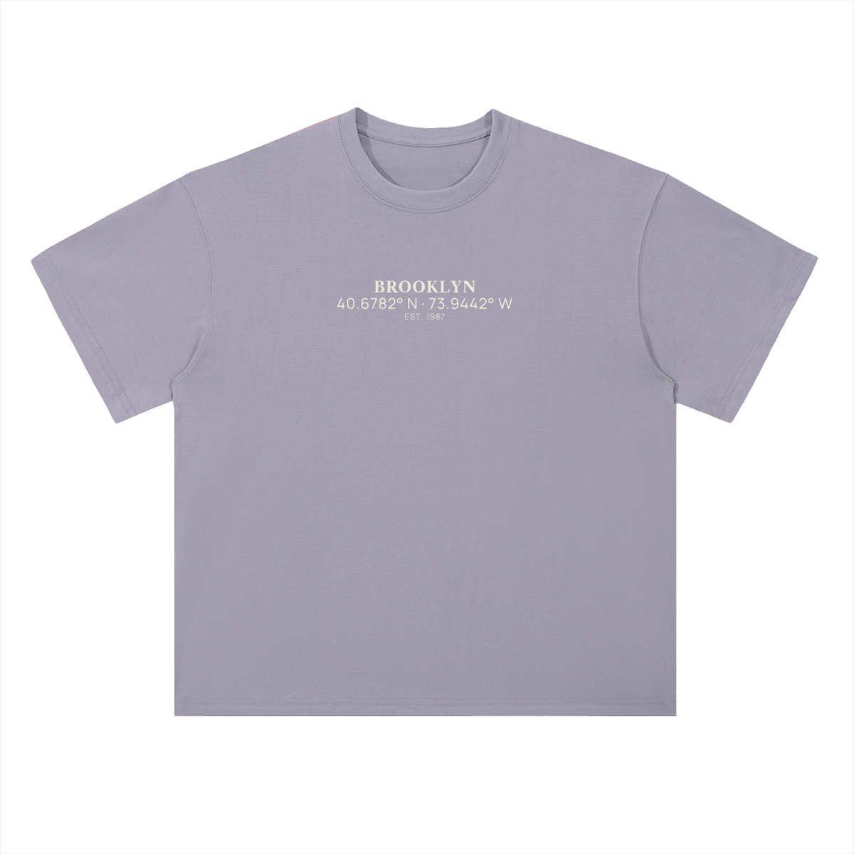 Heavyweight Coordinates tee in Light Purple, front view showing the coordinates chest print