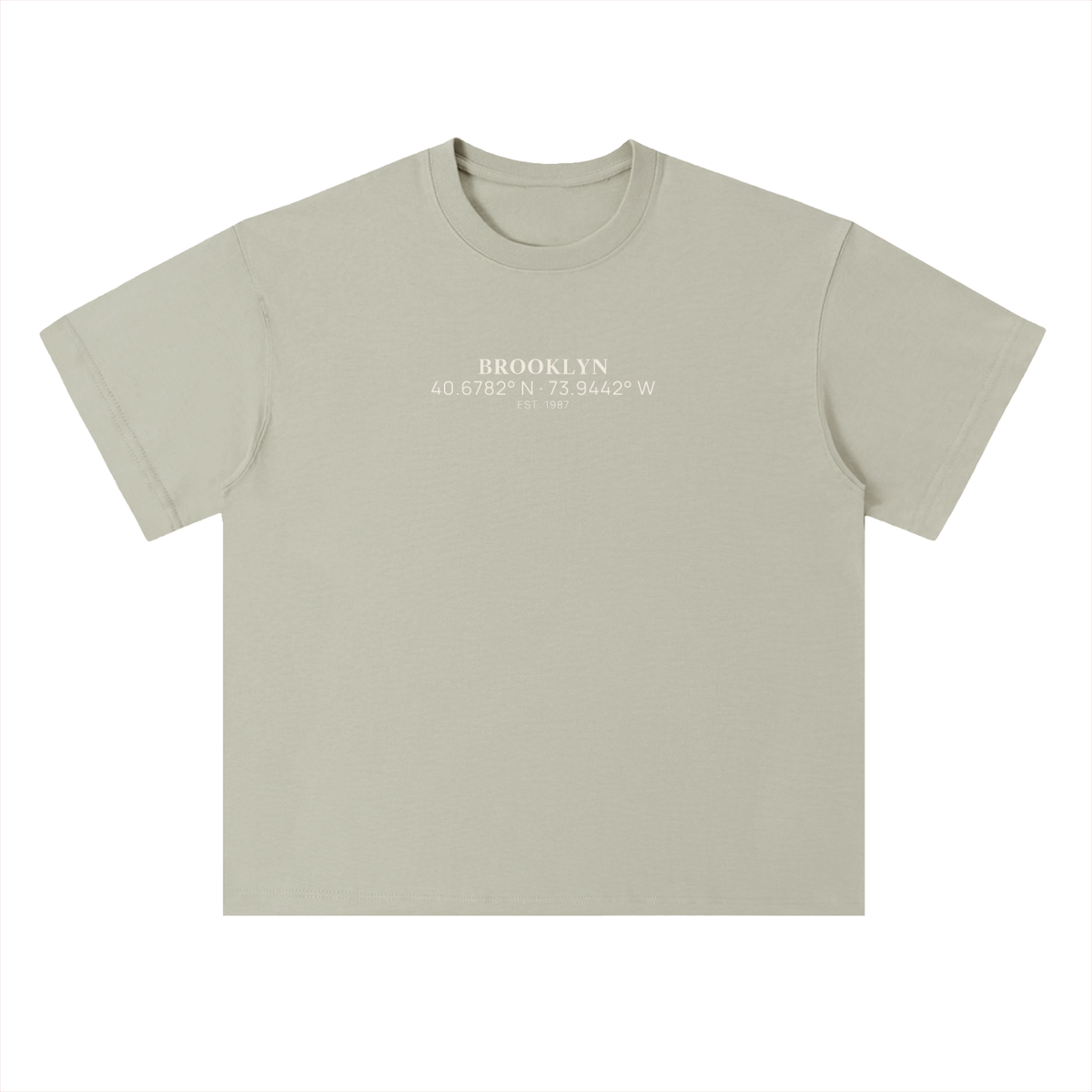 Heavyweight Coordinates tee in Deep Khaki, front view showing the coordinates chest print
