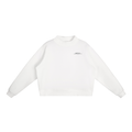 Brooklyn Mock-Neck Crew in White with the black BROOKLYN chest print, front view